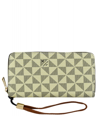 Monogram Zip Around Wallet Wristlet PM020 BEIGE